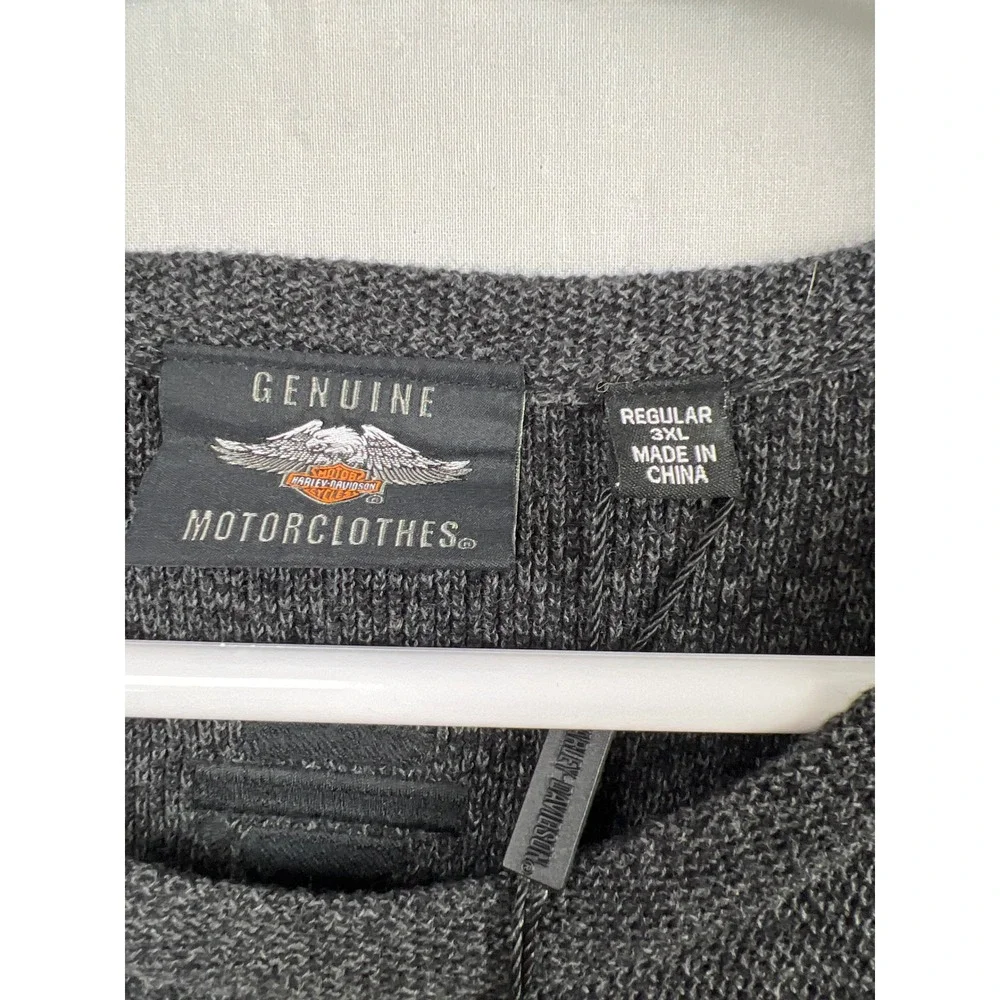 Harley-Davidson Sweater Mens 3XL Grey Knit Circle Logo Pullover Long Sleeve